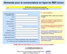 Saisie infos noemnclature du REF